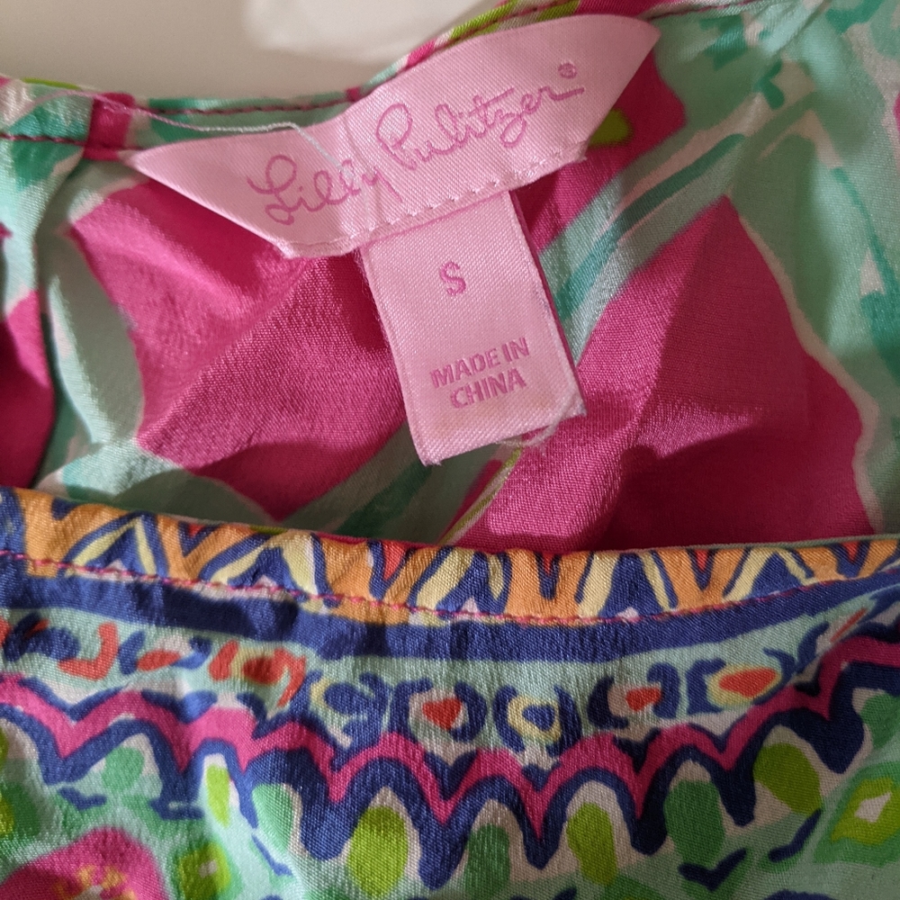 Lilly Pulitzer Pink & Turquoise Iona silk tank - Picture 8 of 9